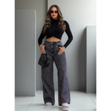 Calça Jeans Wide Leg Feminina 100% Algodão
