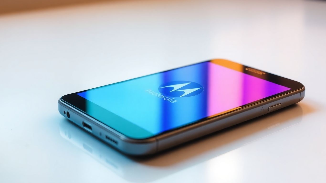 Smartphone Motorola com tela vibrante e design moderno.