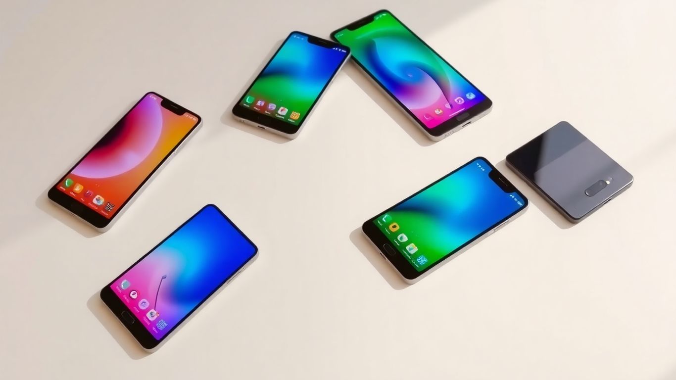 Smartphones de entrada modernos e coloridos em destaque.