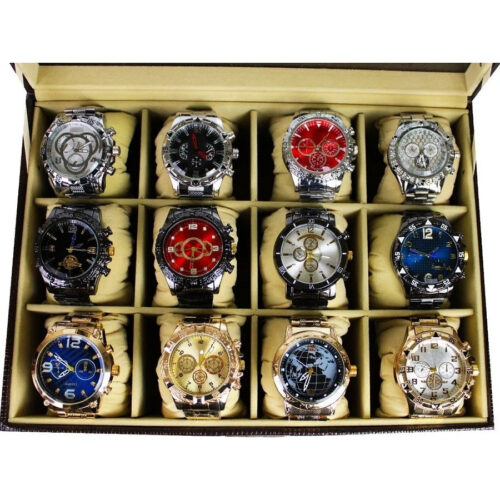 5 Unidades Relogios Masculinos pulseira em aço combo kit promocional revenda